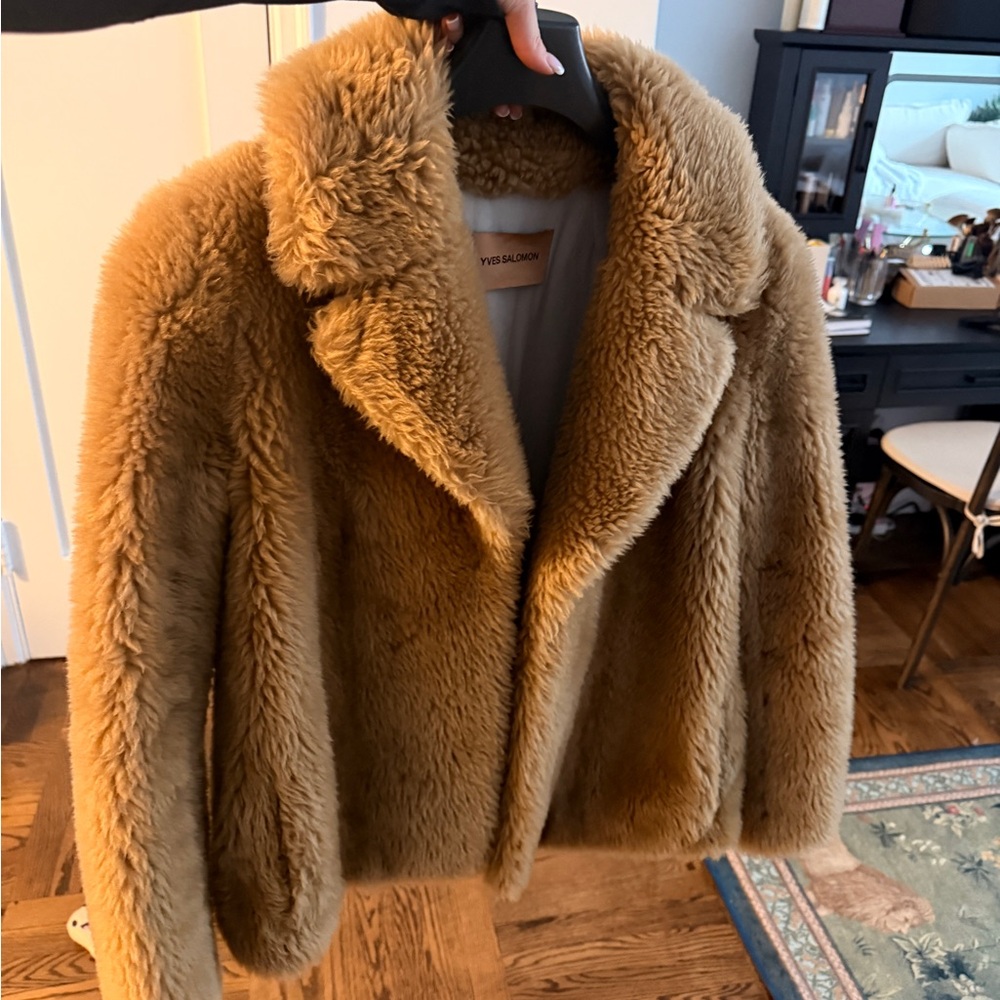 Yves Salomon Camel Teddy Jacket